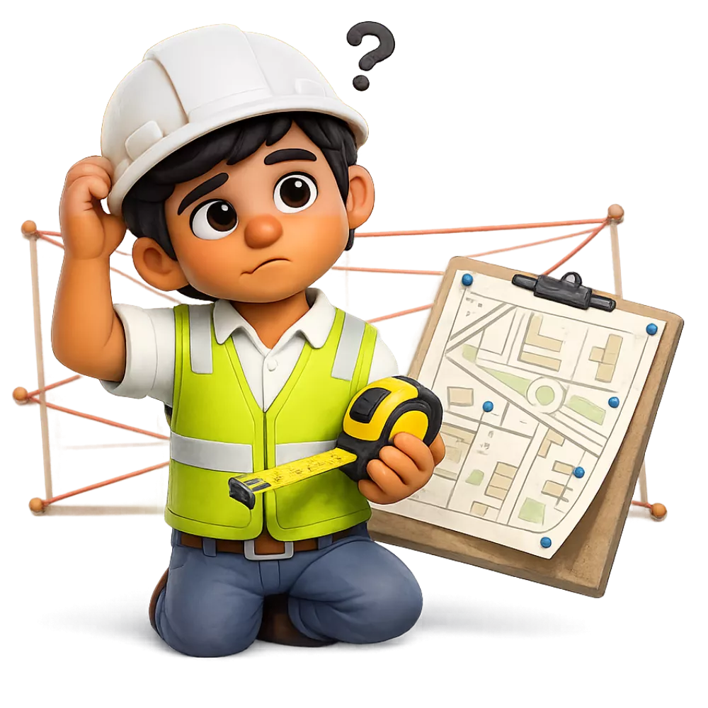 Site engineer problem illustration showing setting out error